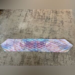 13x70 Inch Non Slip Pastel Mermaid Scale Table Runner in Purple & Blue